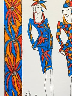 Original Fashion Design Illustration Watercolor Painting Laura Ashley Designer