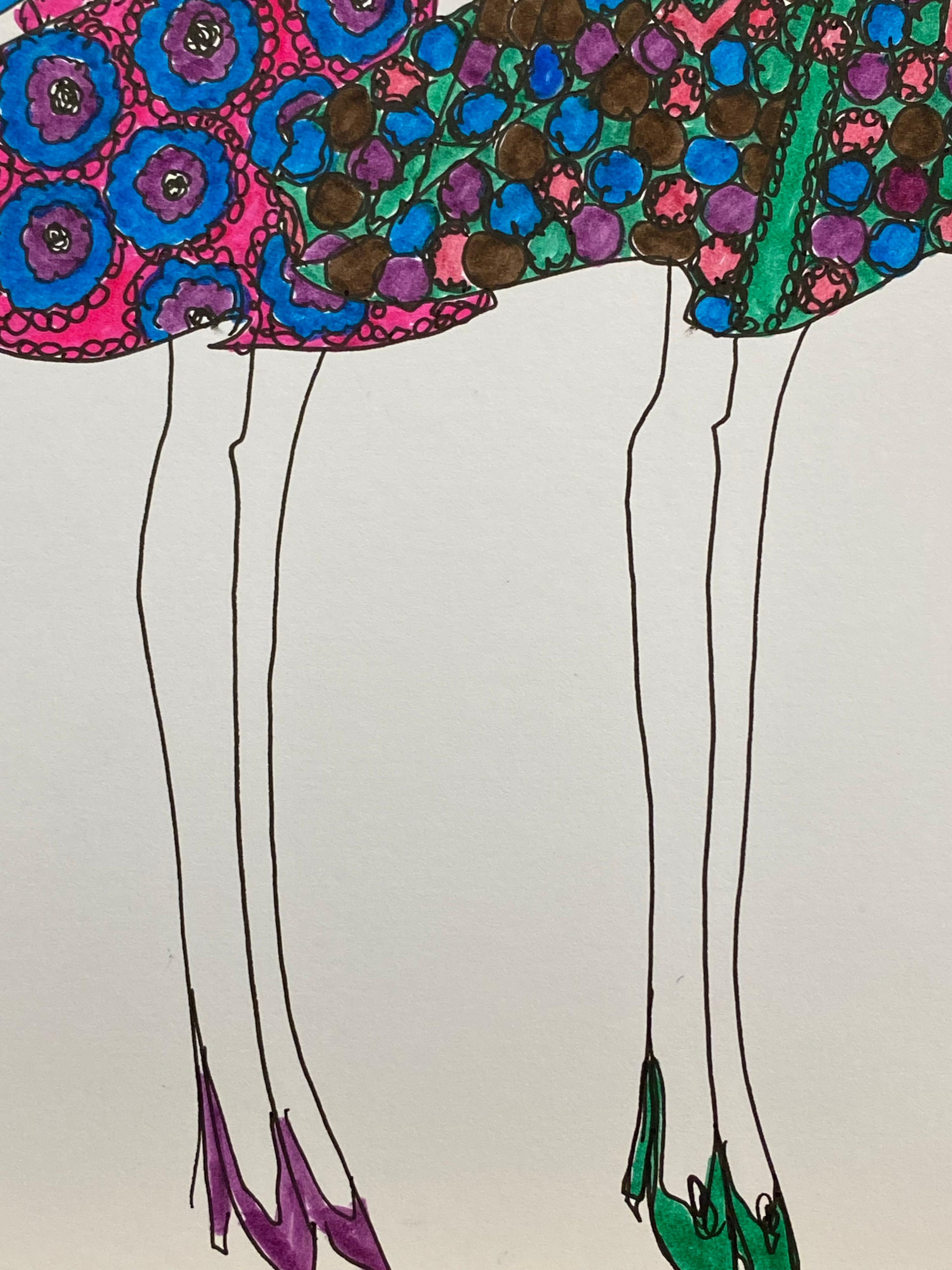 Diseño de Moda Original Ilustración Acuarela Pintura Laura Ashley Diseñadora - Art de Roz Jennings