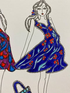 Original Fashion Design Illustration Watercolor Painting Laura Ashley Designer