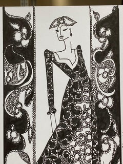 Disegno di moda originale Illustrazione ad acquerello Laura Ashley Designer