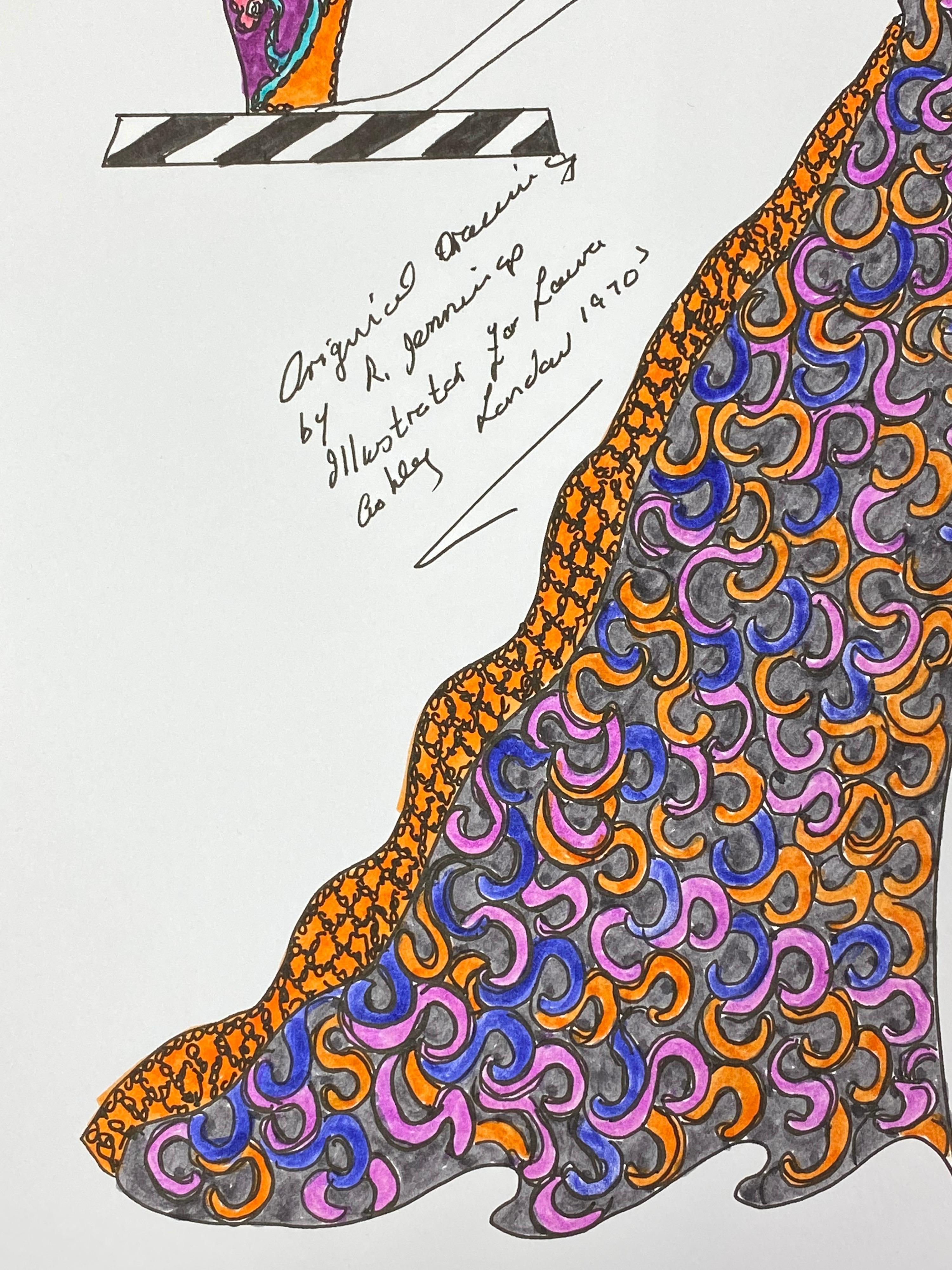 Disegno di moda originale Illustrazione ad acquerello Laura Ashley Designer - Painting Pop Art di Roz Jennings