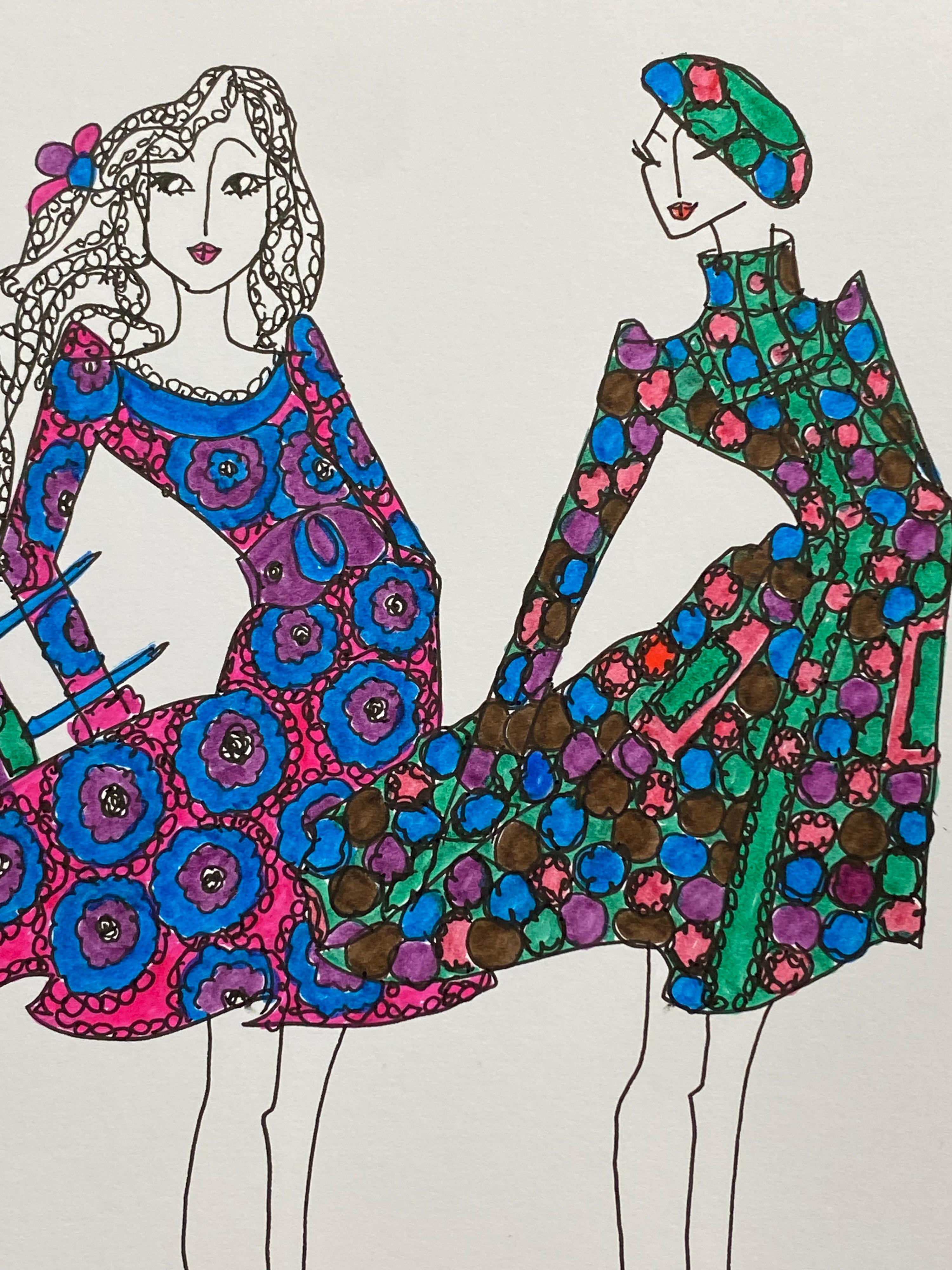 Diseño de Moda Original Ilustración Acuarela Pintura Laura Ashley Diseñadora - Art Arte pop de Roz Jennings