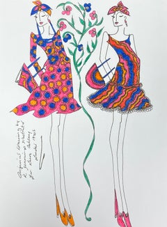 Original Fashion Design Illustration Watercolor Painting Laura Ashley Designer