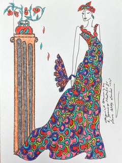 Original Fashion Design Illustration Watercolor Painting Laura Ashley Designer