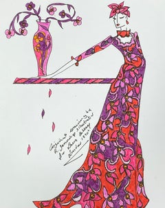 Original Original-Modedesign- Illustration, Aquarellmalerei Laura Ashley Designer