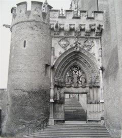 Vintage Arched Castle Doorway, Japan 1960s Black and White Photograph