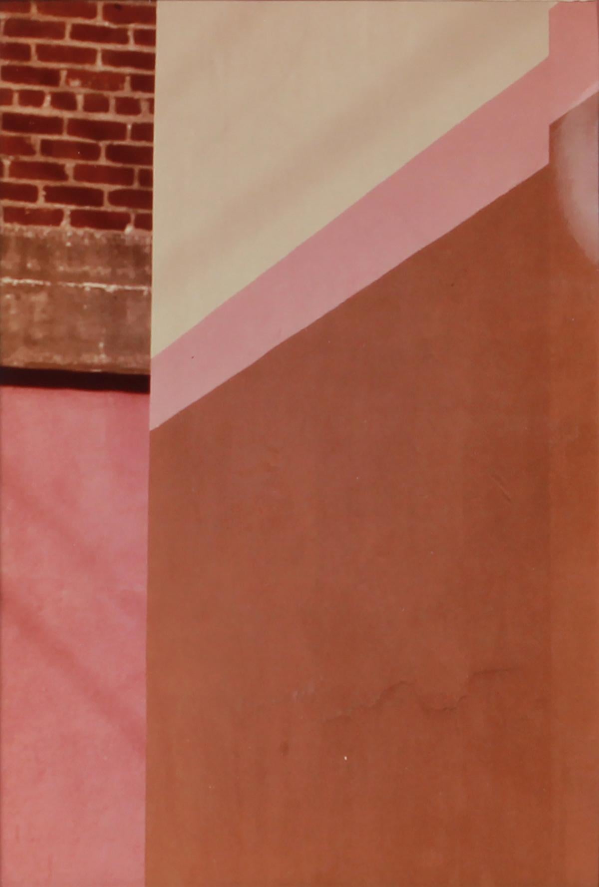 This 1970's color photograph diptych of a pink and brick San Francisco wall entitled 