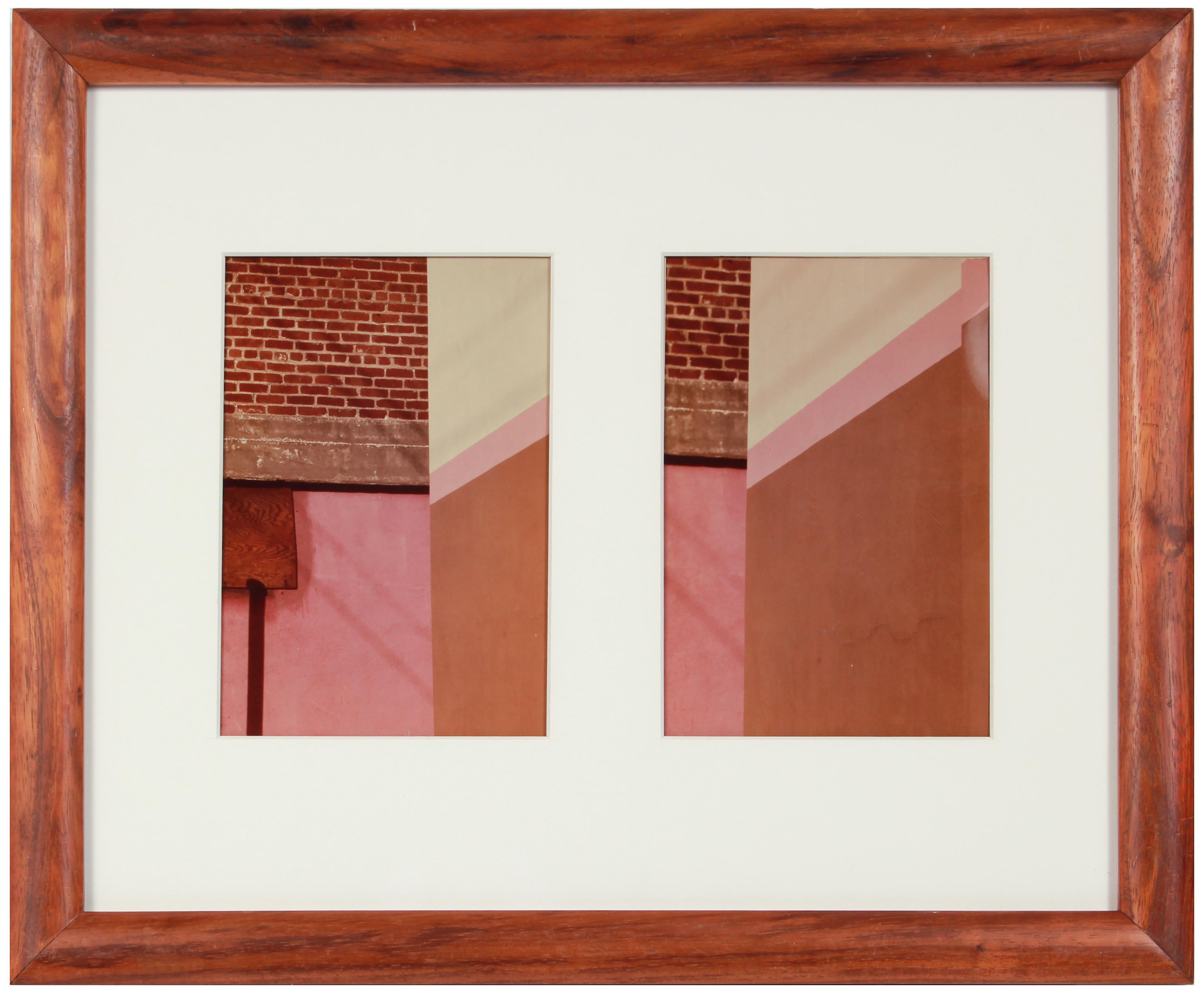 "City Art #17" Diptych Color Photographs of a San Francisco Pink Brick Wall