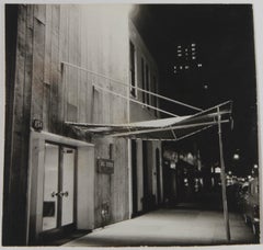 City Street at Night 1960s Black and White Photograph