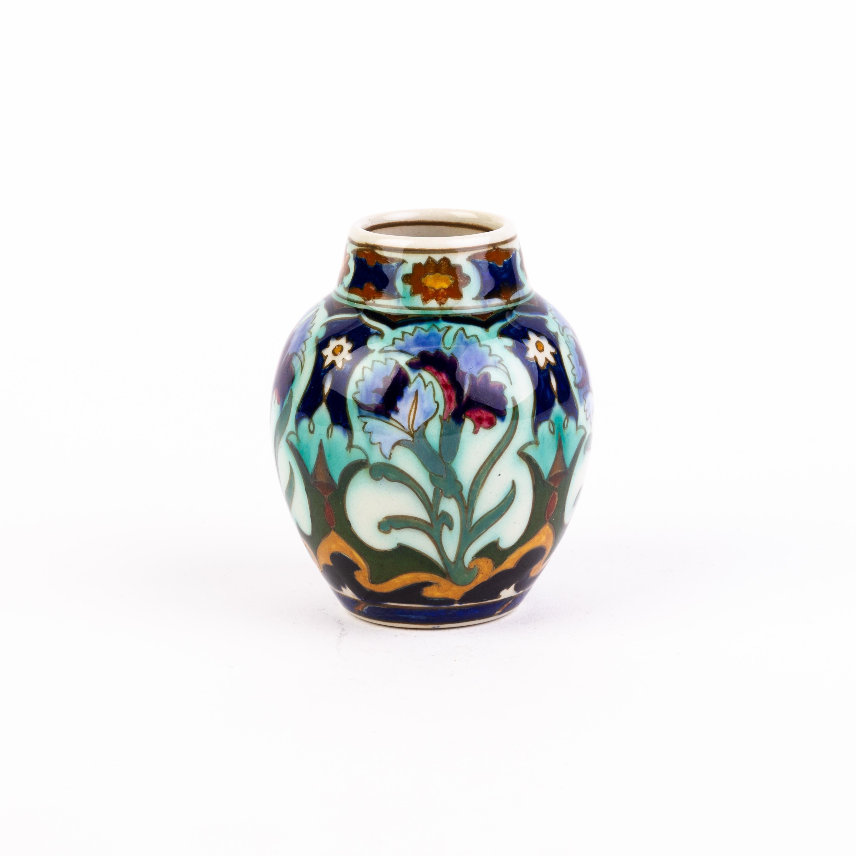 Hand-Painted Rozenburg Art Nouveau Pottery Vase For Sale