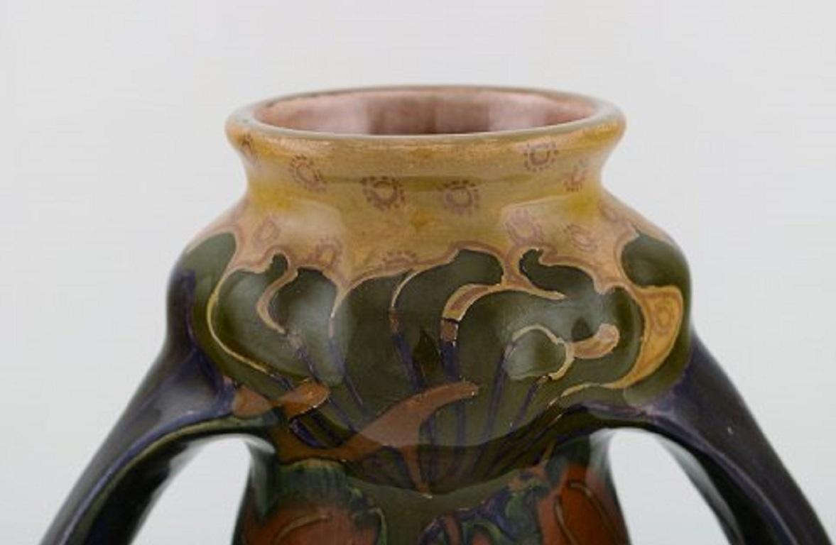 Dutch Rozenburg, Den Haag, Large Art Nouveau Vase in Glazed Ceramics, 1910s-1920s For Sale