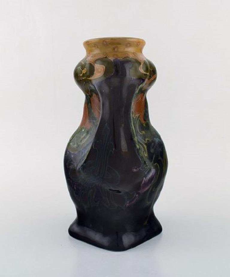 Rozenburg, Den Haag, Large Art Nouveau Vase in Glazed Ceramics, 1910s-1920s In Good Condition For Sale In Copenhagen, DK