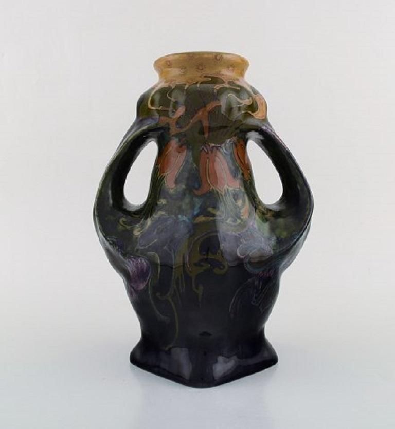 Rozenburg, Den Haag, Large Art Nouveau Vase in Glazed Ceramics, 1910s-1920s For Sale 1