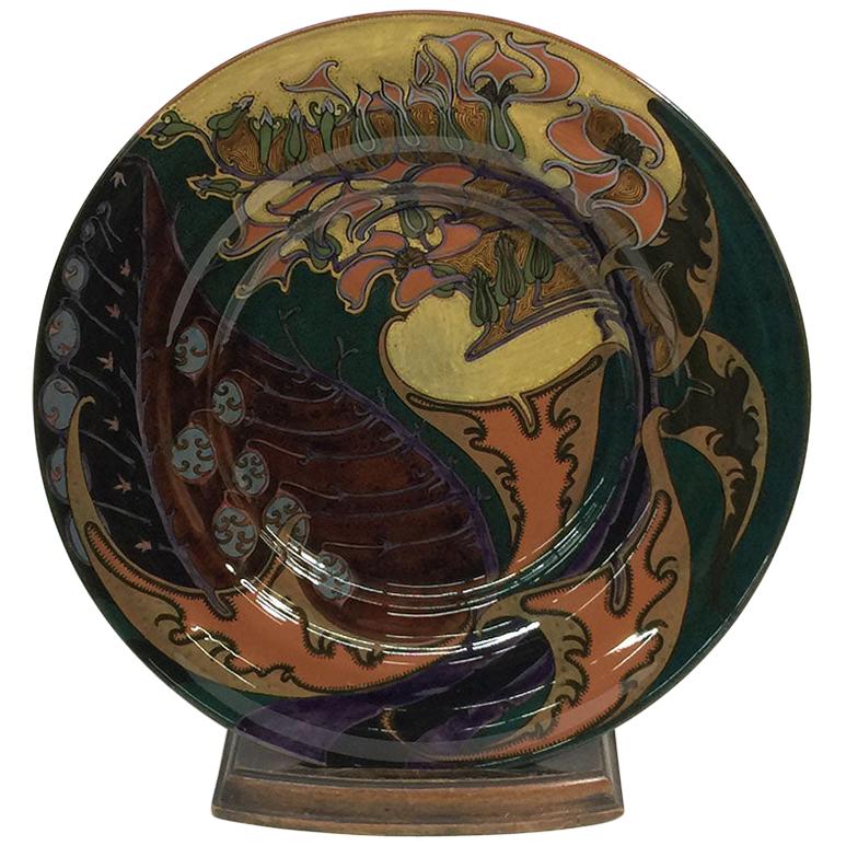 Rozenburg Earthenware Large Wall Plate, The Hague, The Netherlands, 1898