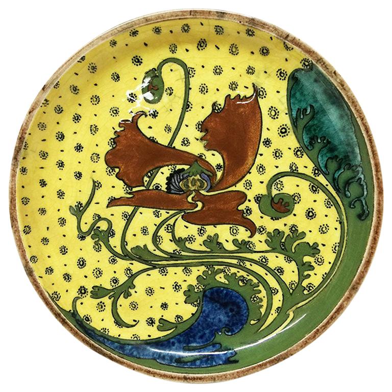 Rozenburg Earthenware Rare Small Wall Plate, the Hague, the Netherlands, 1899 For Sale