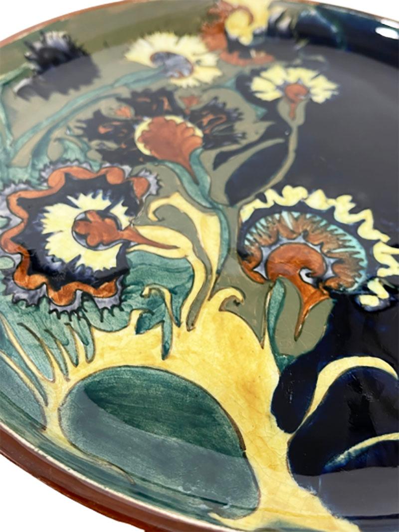 19th Century Rozenburg Earthenware Wall Plate, The Hague, the Netherlands, 1893 For Sale