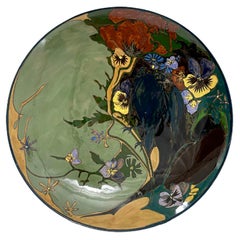 Rozenburg Earthenware Wall Plate, The Hague, the Netherlands, with a Raven, 1902