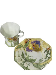 Rozenburg Egg-Shell Cup and Saucer with Floral Decor, 1910