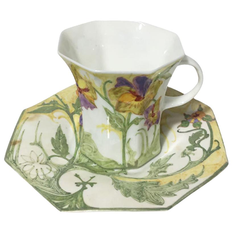Rozenburg Egg-Shell Cup and Saucer with Floral Decor, 1910