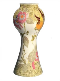 Dutch Rozenburg Egg-Shell Vase with Colorful Two Birds and Floral Decor, 1907