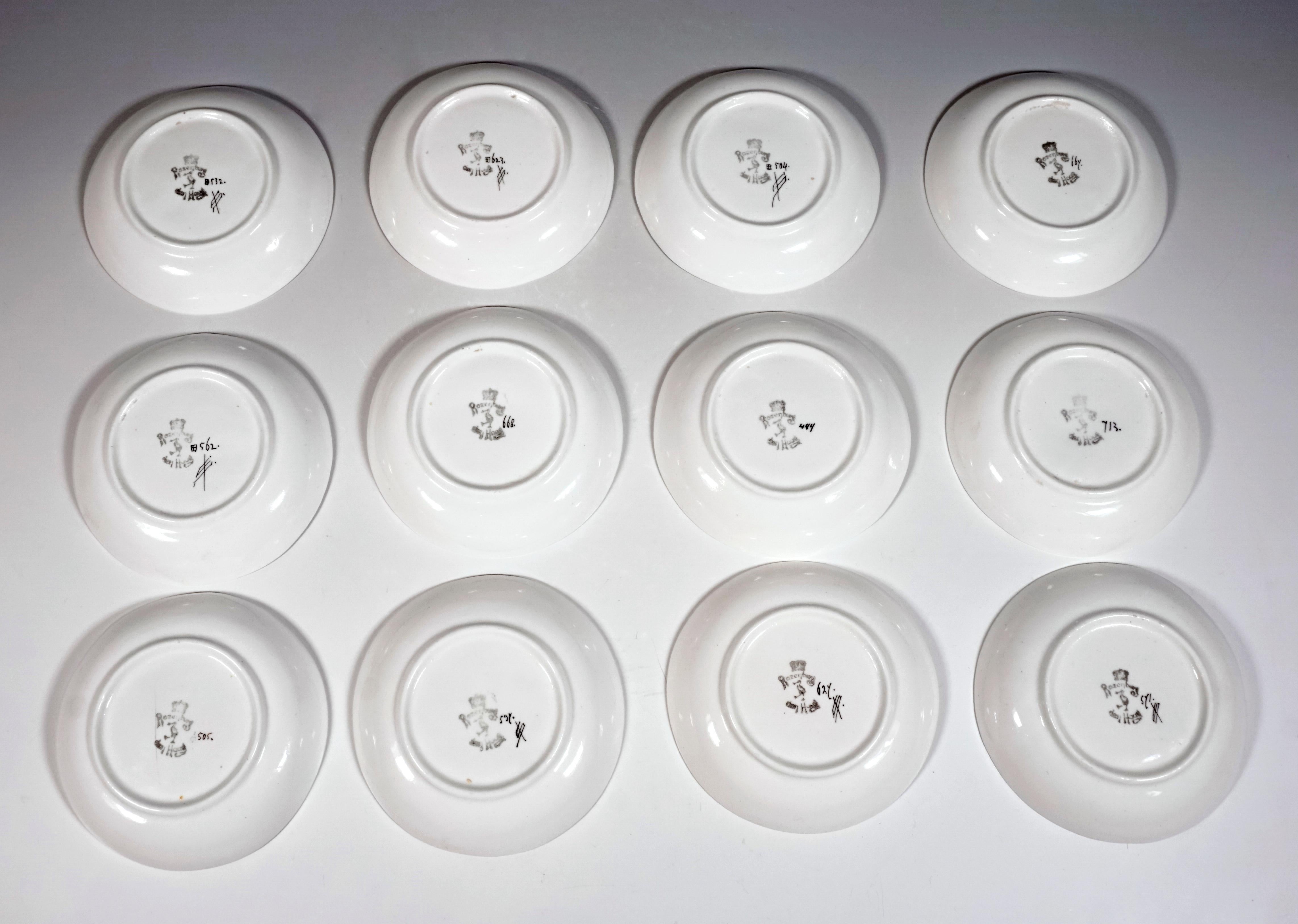 Rozenburg Eggshell Porcelain, 12 Cups with Saucer, Samuel Schellink, circa 1907 In Good Condition In Vienna, AT