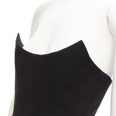 ROZIE black pointed neckline boned cropped corset bustier top FR34 XS