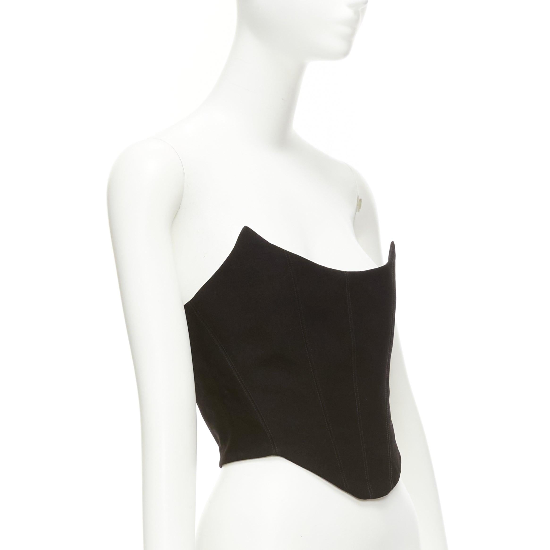 ROZIE schwarz spitzen Ausschnitt entbeint beschnitten Korsett Bustier Top FR34 XS (Schwarz) im Angebot