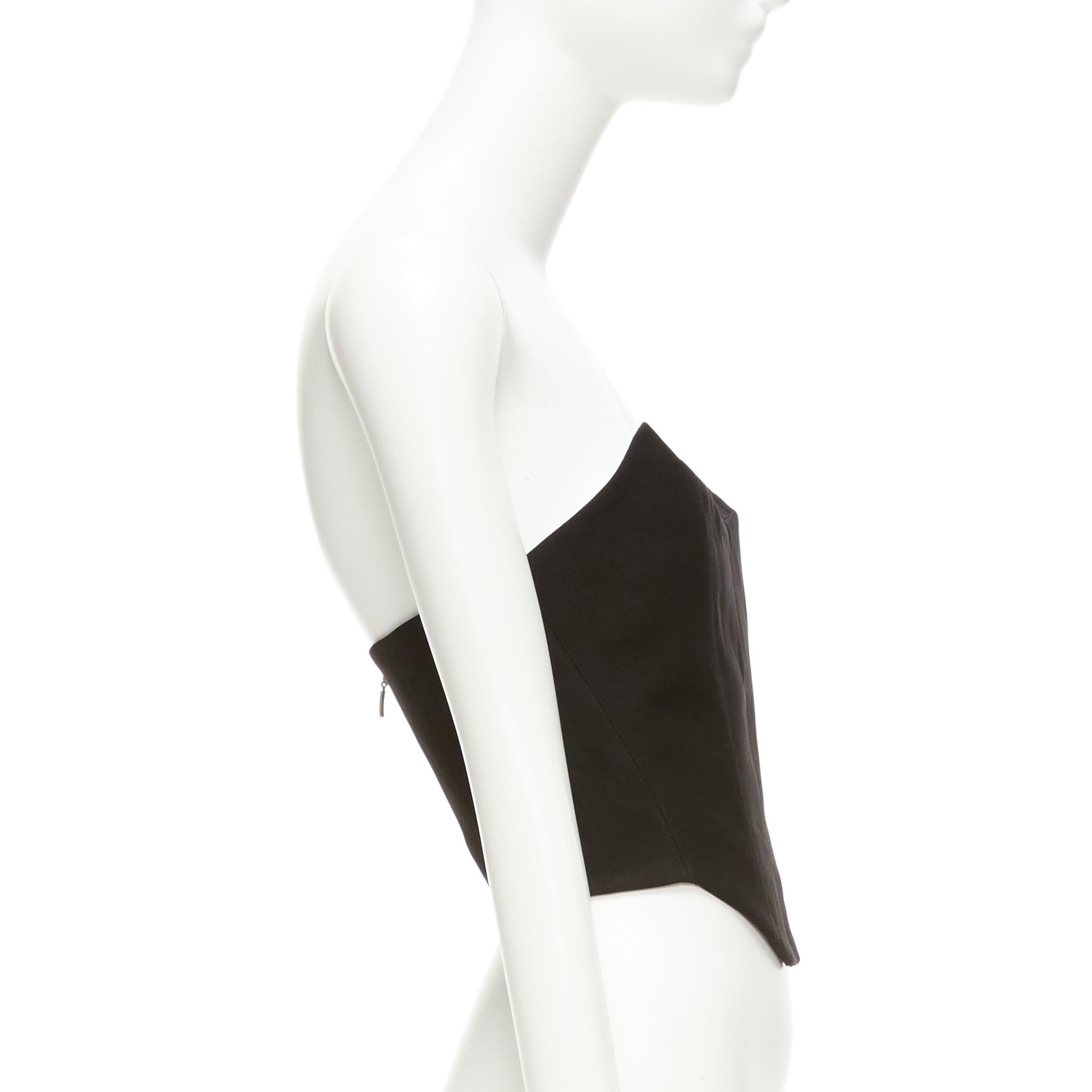 ROZIE schwarz spitzen Ausschnitt entbeint beschnitten Korsett Bustier Top FR34 XS im Zustand „Neu“ im Angebot in Hong Kong, NT