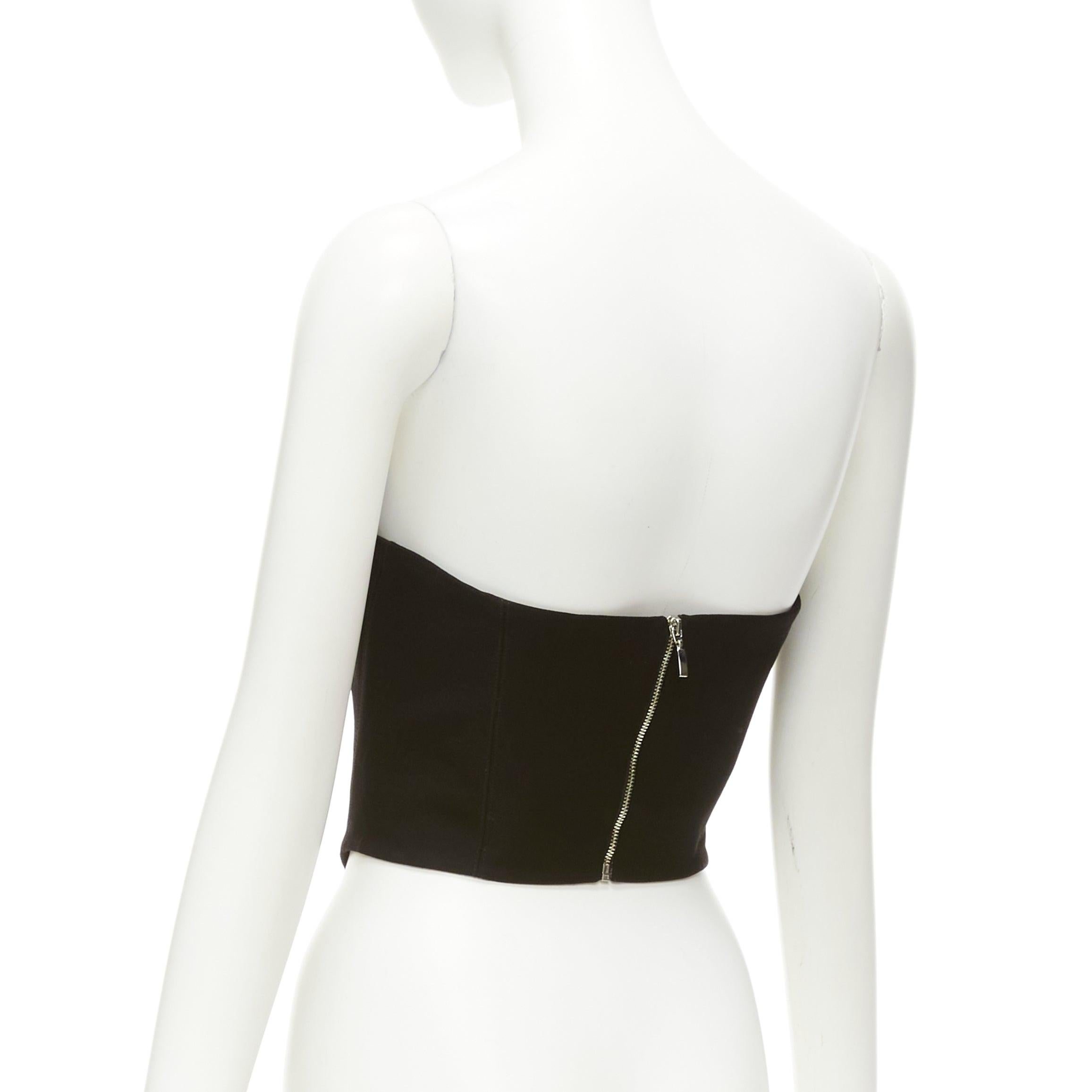 ROZIE schwarz spitzen Ausschnitt entbeint beschnitten Korsett Bustier Top FR34 XS im Angebot 1