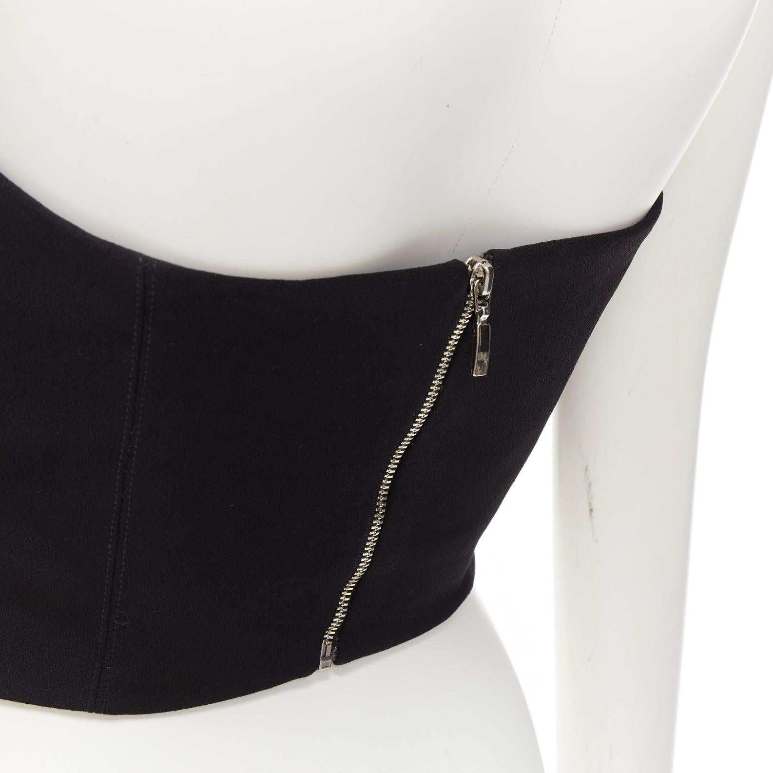 ROZIE schwarz spitzen Ausschnitt entbeint beschnitten Korsett Bustier Top FR34 XS im Angebot 2