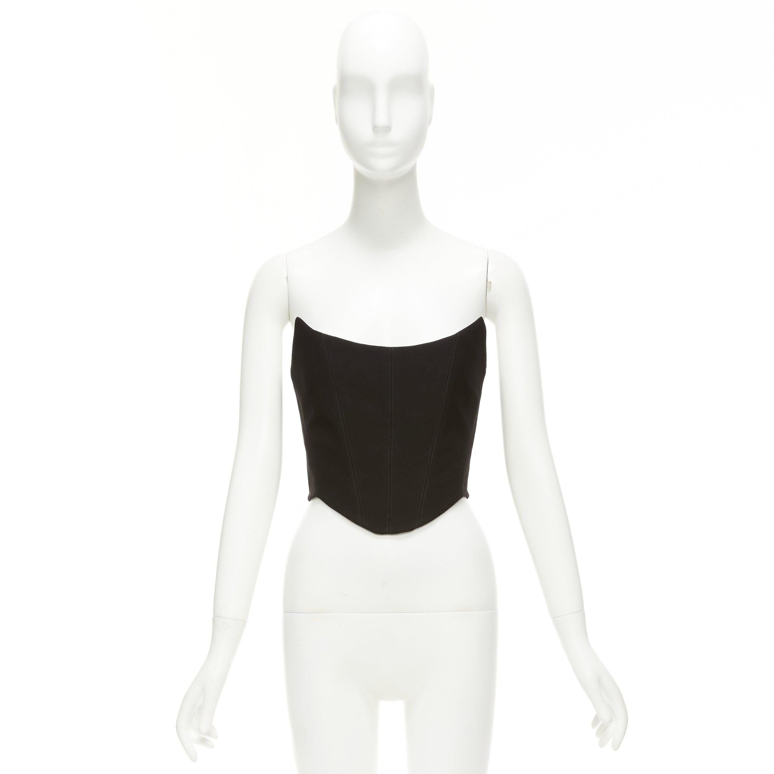 ROZIE schwarz spitzen Ausschnitt entbeint beschnitten Korsett Bustier Top FR34 XS im Angebot 4