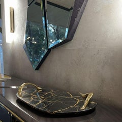 Rozu - Plateau sculptural en marbre Portoro