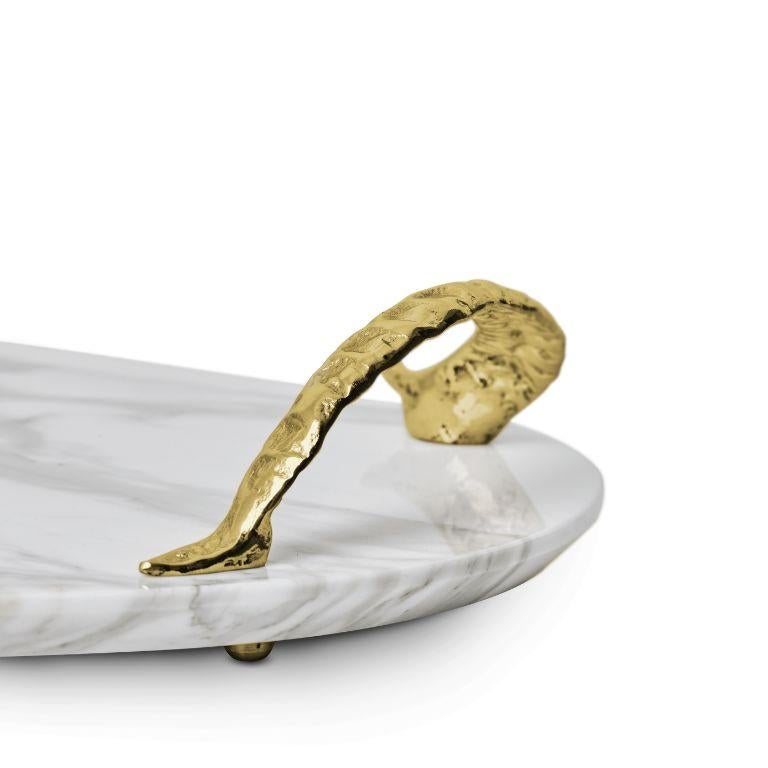 Hand-Crafted Rozu - Tray in marble callacatta, luxury tray; For Sale