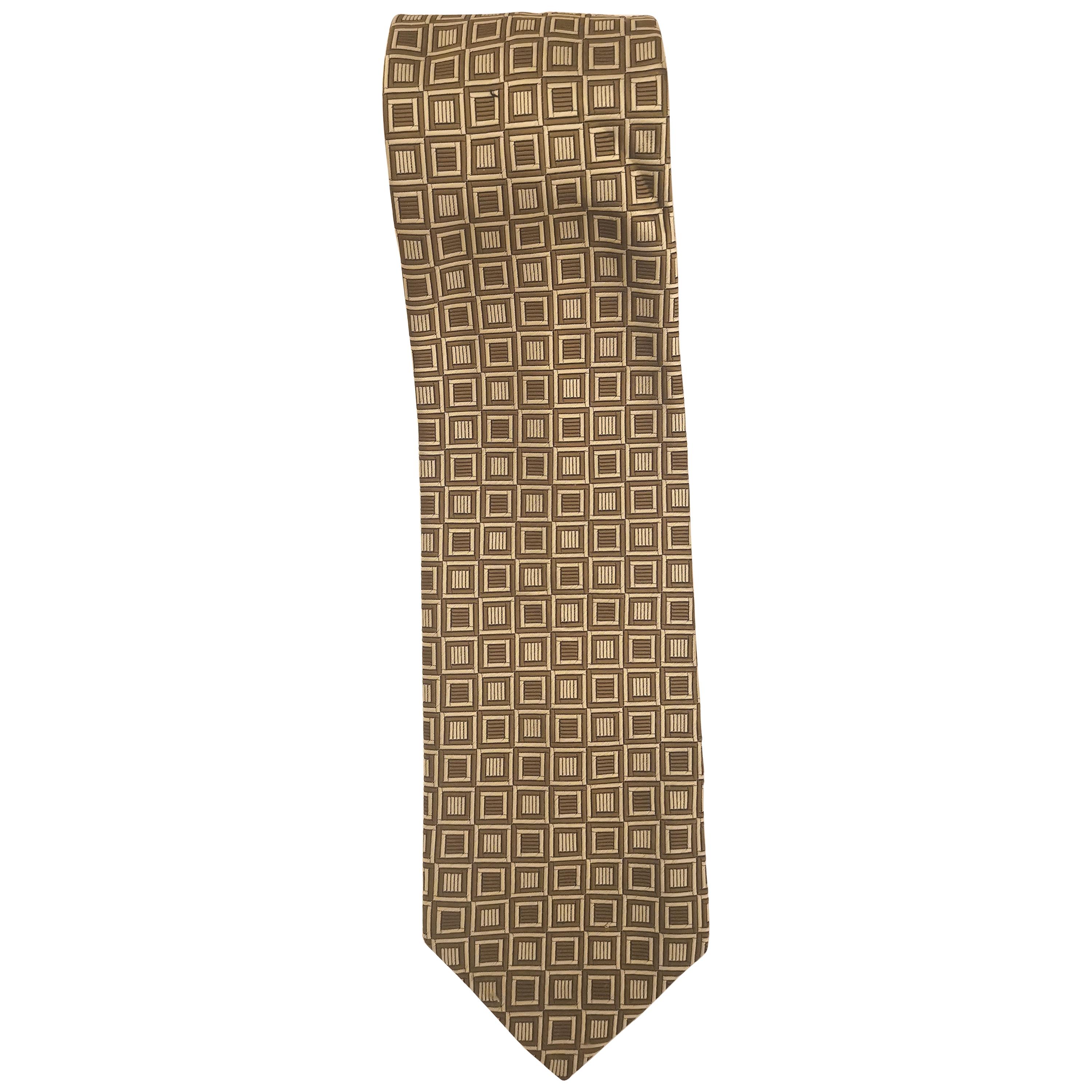 RP handmade silk brown beige tie