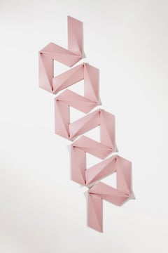 Light pink geometric artwork on canvas by Árpád Forgó 211 x 90 x 4 cm