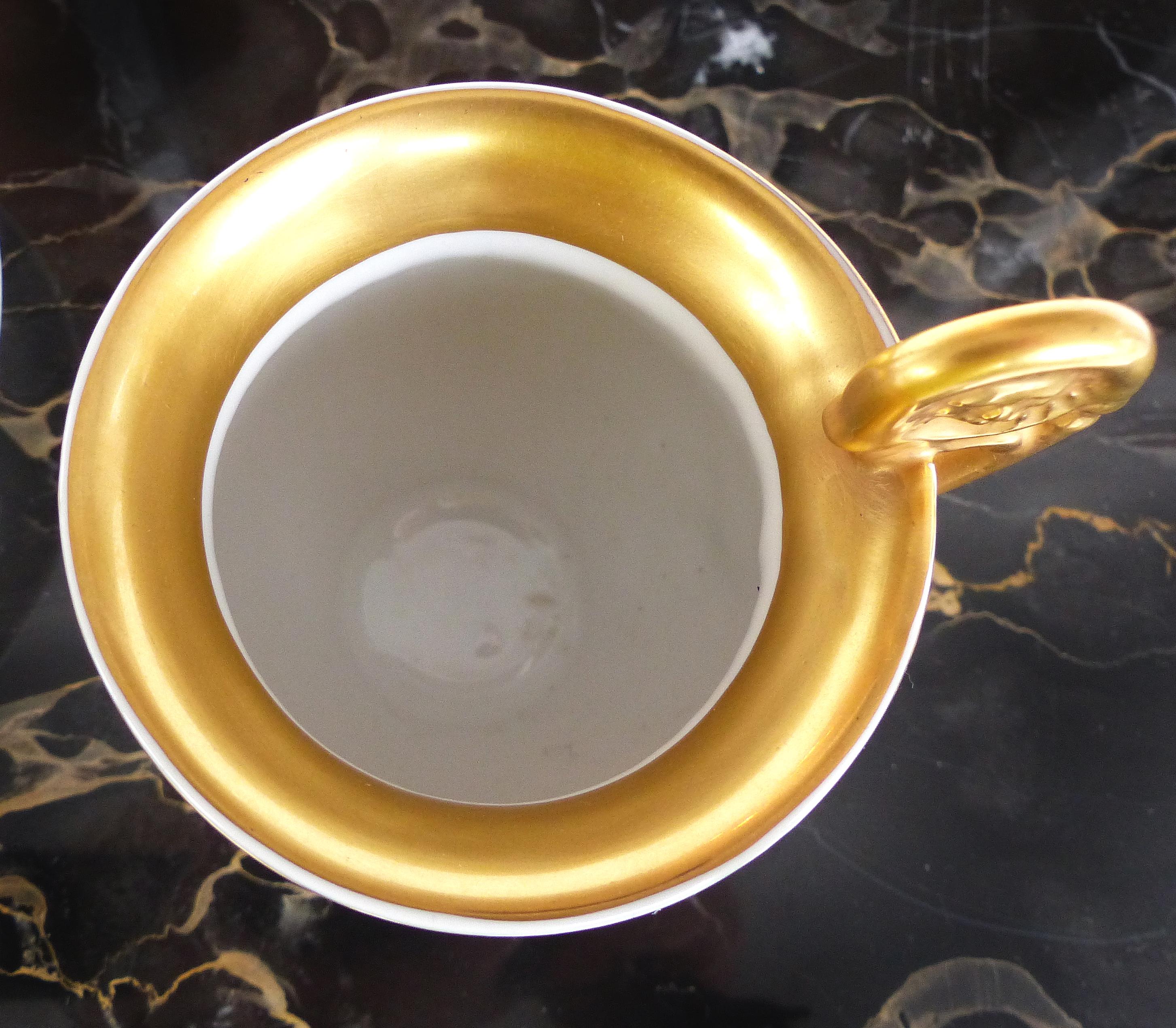 20th Century R.P.M. Germany Porcelain Gilt Decorated Demitasse Cup and Saucer