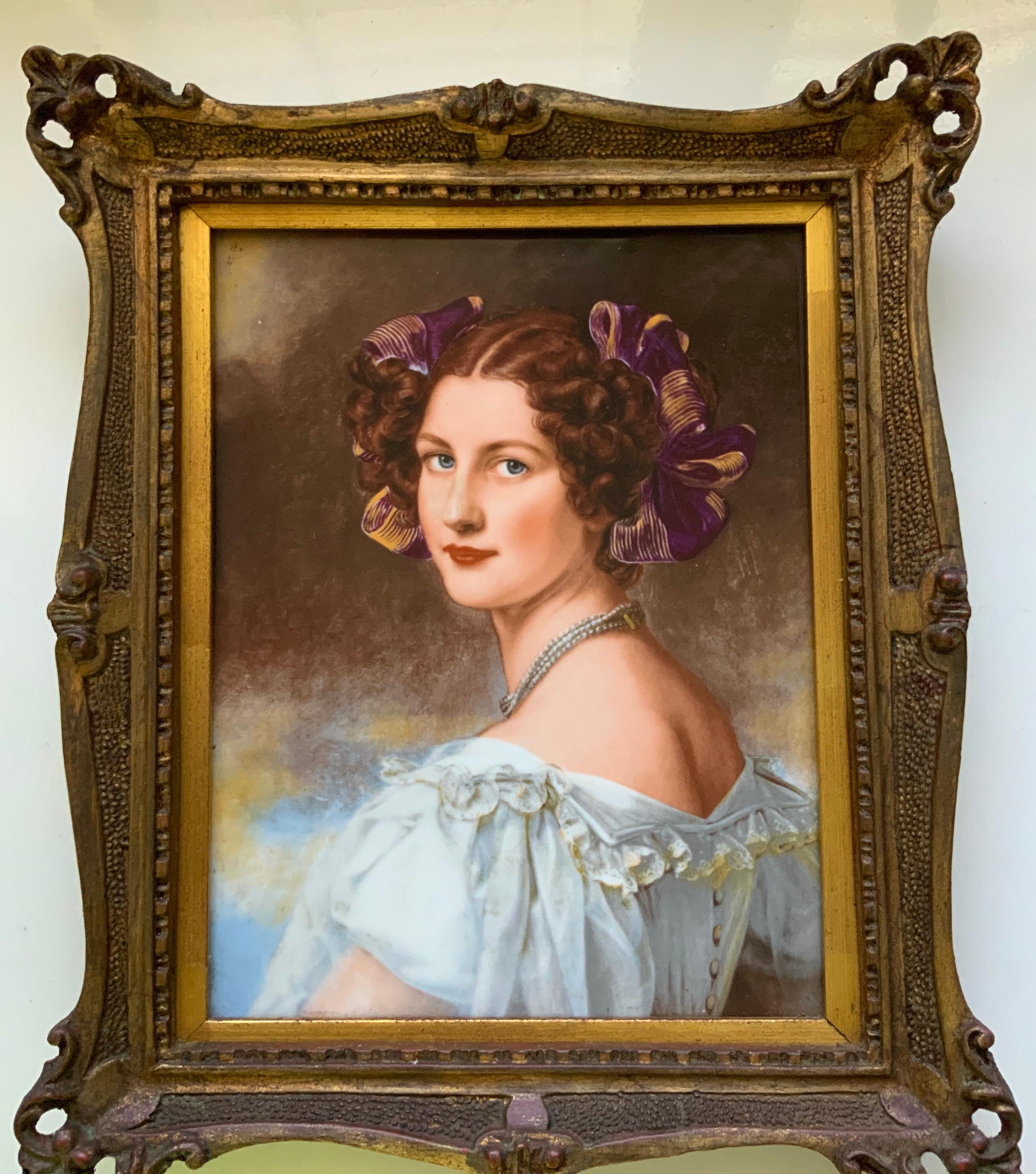 German R.P.M. Transfer Print Porcelain Plaque of Auguste Hilber 'Strobl'
