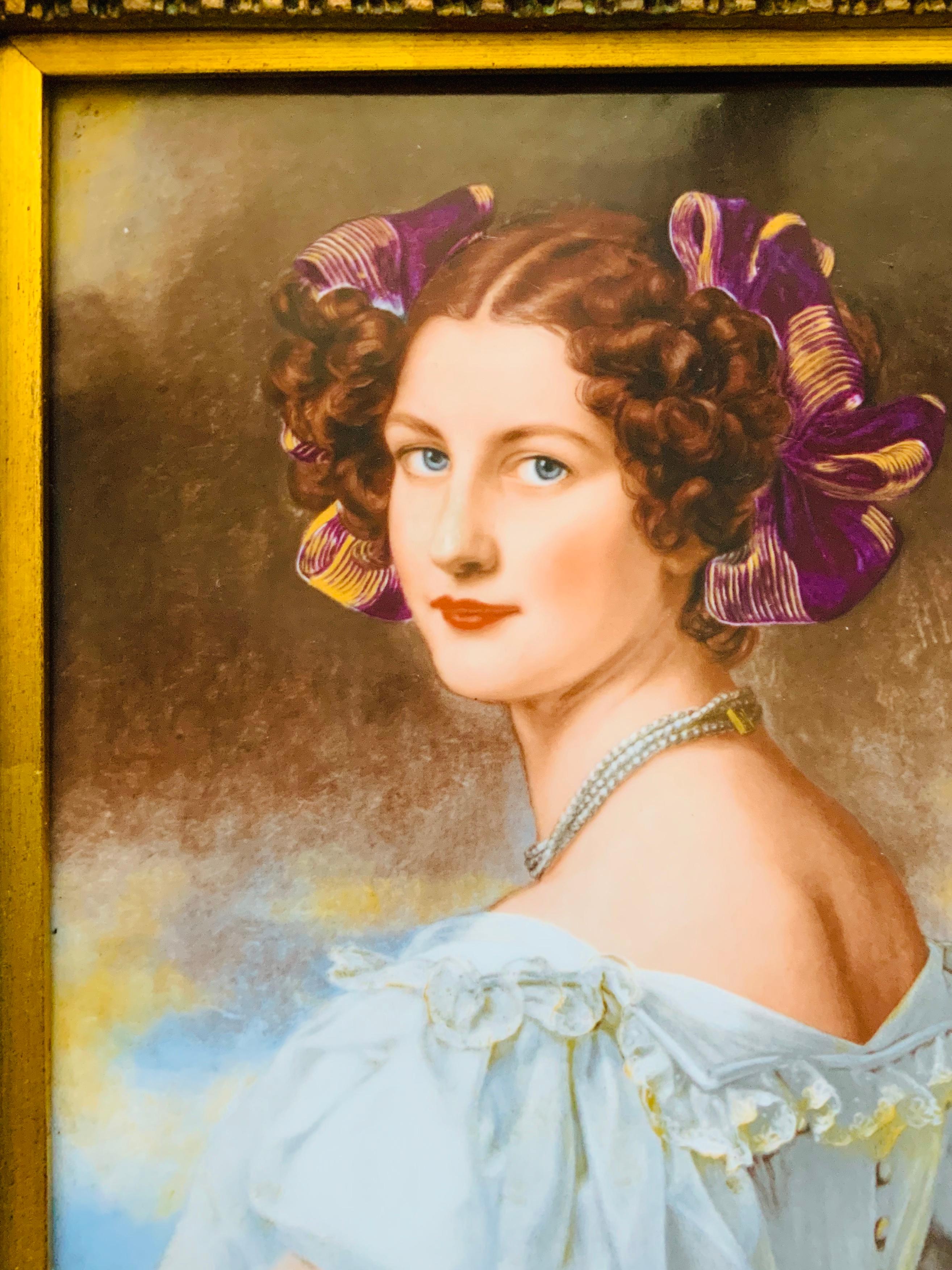 Gilt R.P.M. Transfer Print Porcelain Plaque of Auguste Hilber 'Strobl'