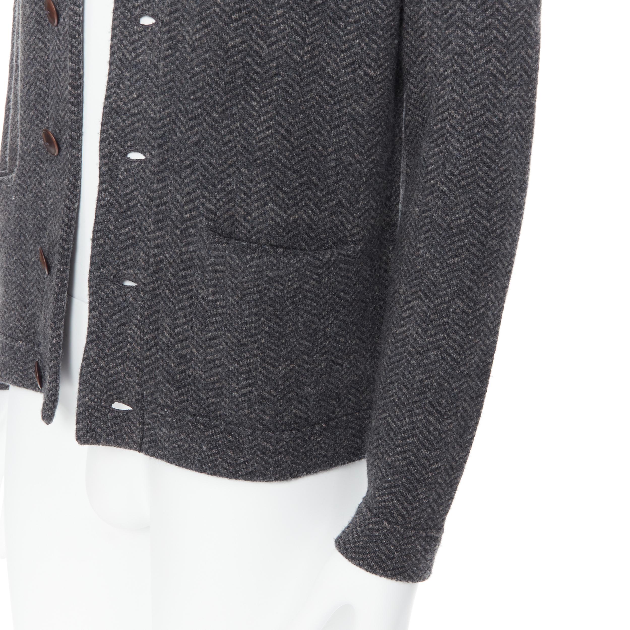 Men's RR RALPH LAUREN wool cotton brown herringbone shawl collar cardigan jacket XS