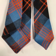 RRL by RALPH LAUREN Blue Orange Tartan Wool Tie