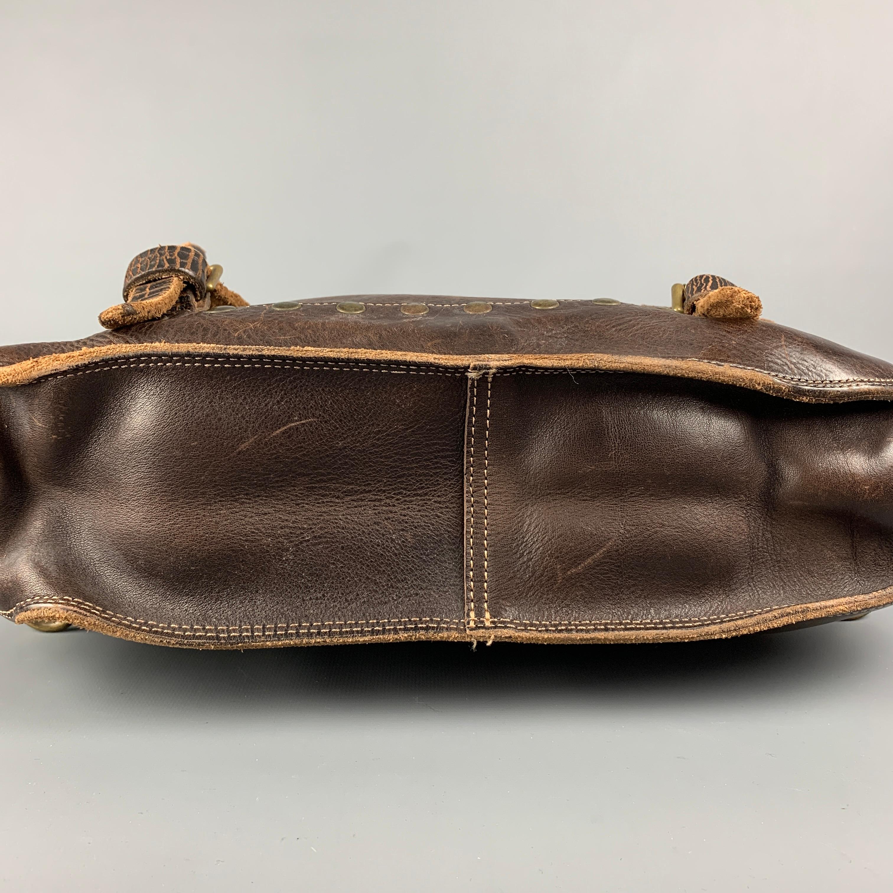 RRL by RALPH LAUREN Limited Edition Brown Studded Leather Bag In New Condition In San Francisco, CA