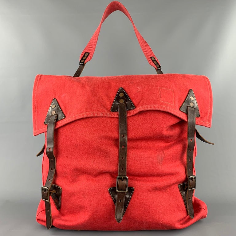 RRL by RALPH LAUREN Red Canvas Leather Trim Backpack at 1stDibs