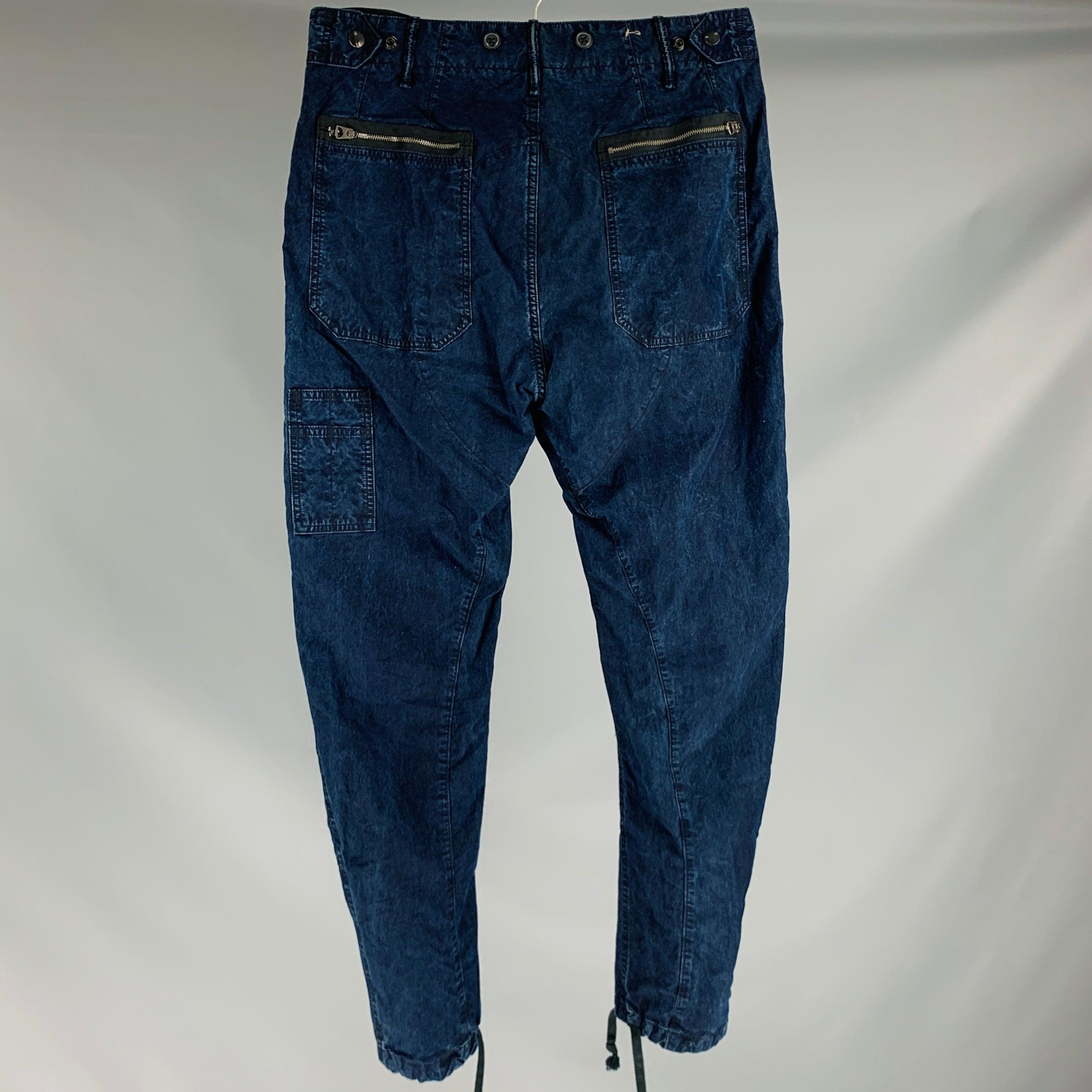 RRL by RALPH LAUREN Size 32 Indigo Wash Lyocell Blend Zip Fly Casual Pants In Excellent Condition For Sale In San Francisco, CA