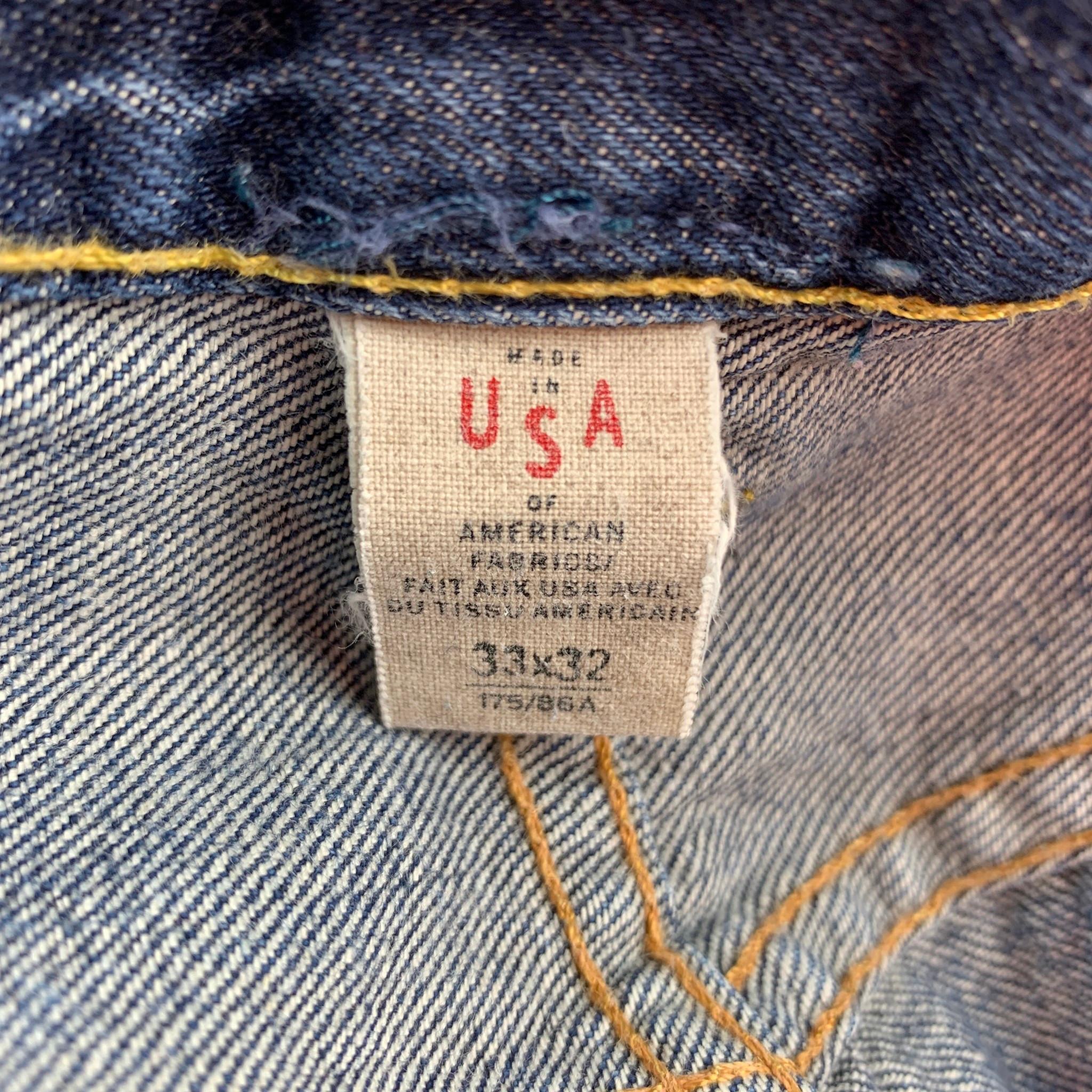 RRL by RALPH LAUREN Size 33 Indigo Wash Selvedge Denim Button Fly Casual Pants In Good Condition In San Francisco, CA