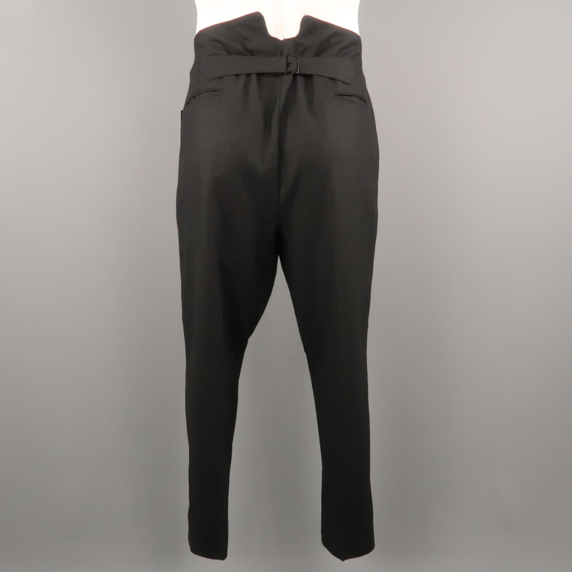 RRL by RALPH LAUREN dress pant comes in a black wool featuring a side ribbon stripe trim, flat front style, back belt, and a button closure.
 
Excellent Pre-Owned Condition.
Marked: 34/32
 
Measurements:
 
Waist: 36 in.
Rise: 14 in.
Inseam: 30 in.