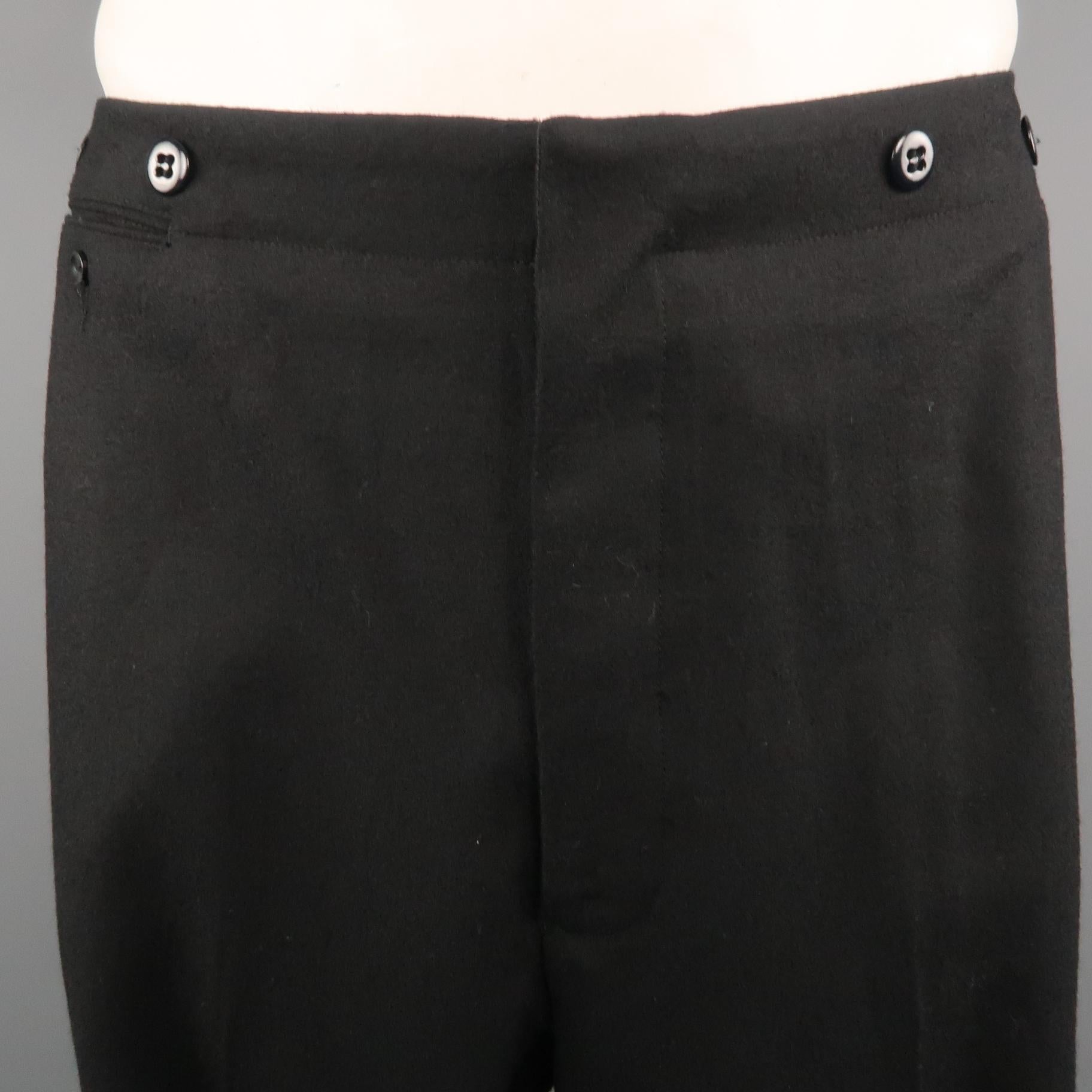 Men's RRL by RALPH LAUREN Size 34 Black Solid Wool 32 Back Belt Dress Pants