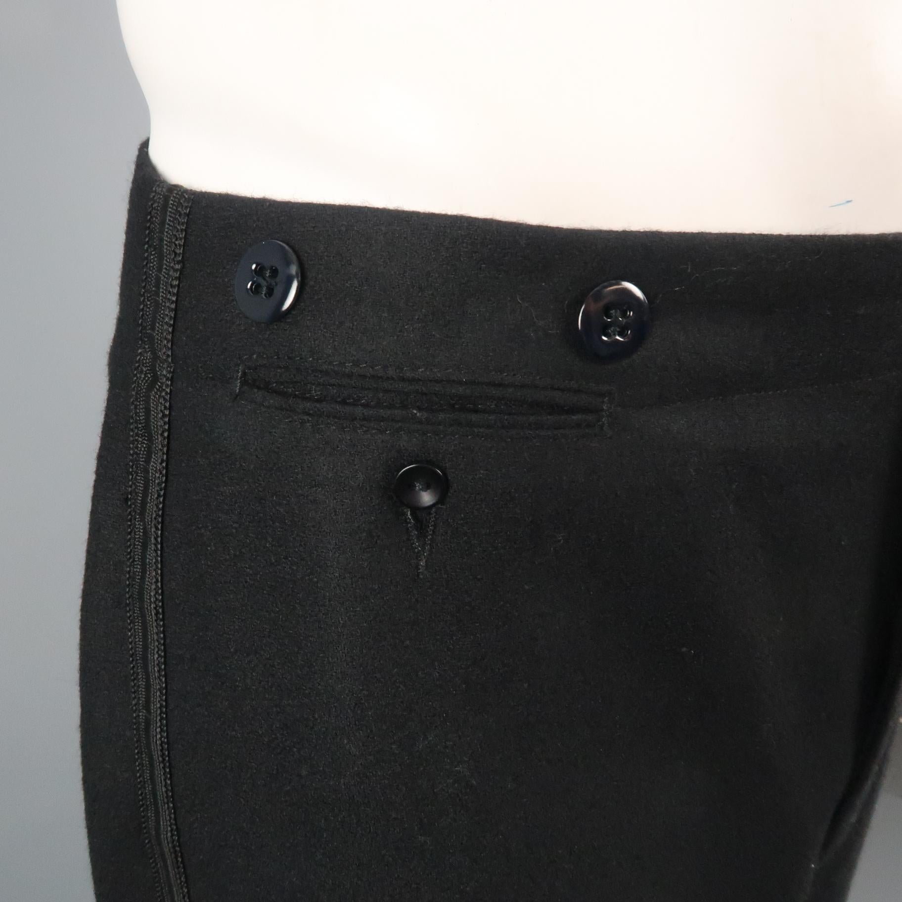 RRL by RALPH LAUREN Size 34 Black Solid Wool 32 Back Belt Dress Pants 1