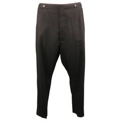 RRL by RALPH LAUREN Size 34 Black Solid Wool 32 Back Belt Dress Pants