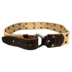 RRL by RALPH LAUREN Size 34 Brown Khaki Studded Leather Canvas Belt
