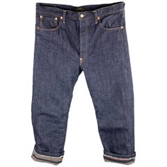 RRL by RALPH LAUREN Size 36 Indigo Contrast Stitch Denim Button Fly Jeans